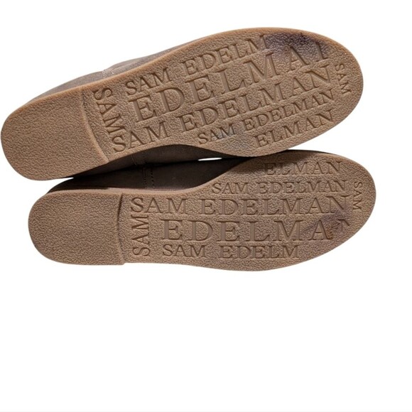 Sam Edelman Orlando suede knee high boots size 8.5M taupe faux fur cuffs pull on - Picture 9 of 13